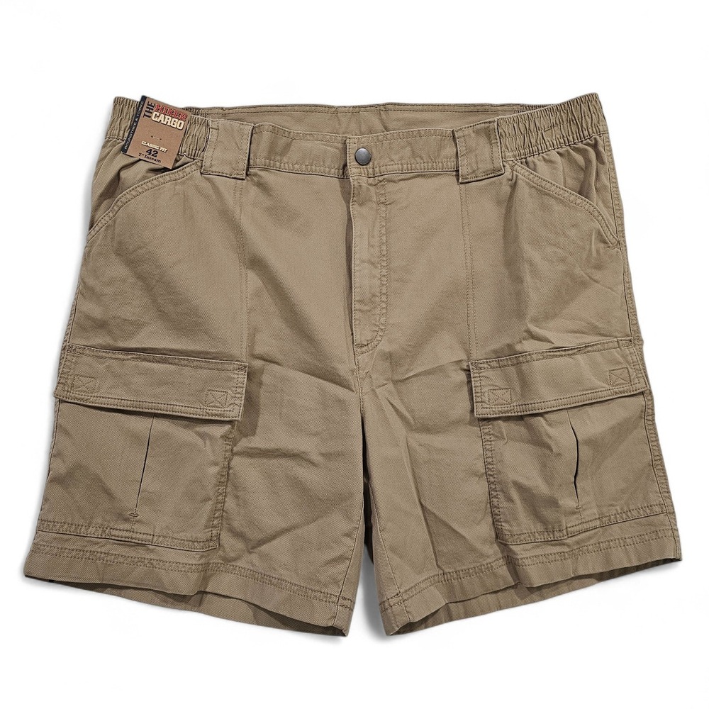 NWT Roundtree & Yorke Cargo Shorts 42‎ Brown Classic Fit 7" Inseam Elastic